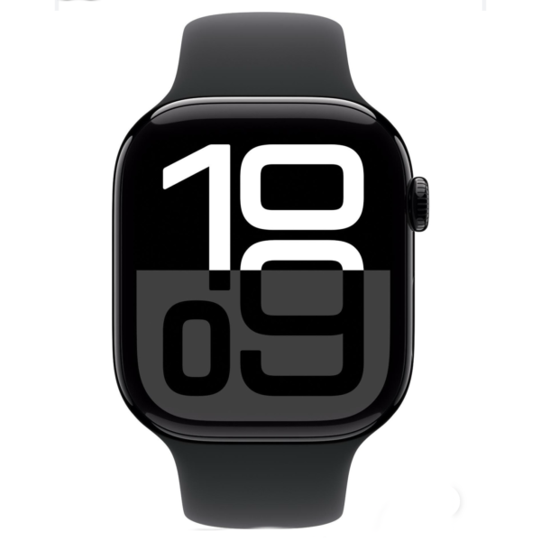 I Watch Series 10 GPS 46mm Jet Black Aluminium with Black Sport Band (Jet Black Strap, Free Size)